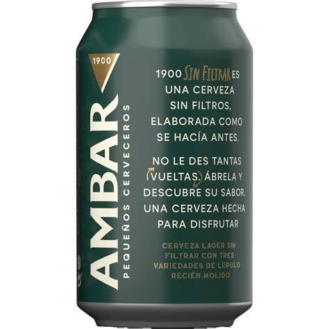 Cerveza Rubia Sin Filtrar Tipo Lager Lata 33 Cl AMBAR 1900