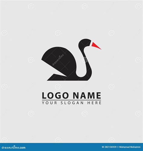 Minimal Swan Logo And Icon Vector Design Template Stock Vector