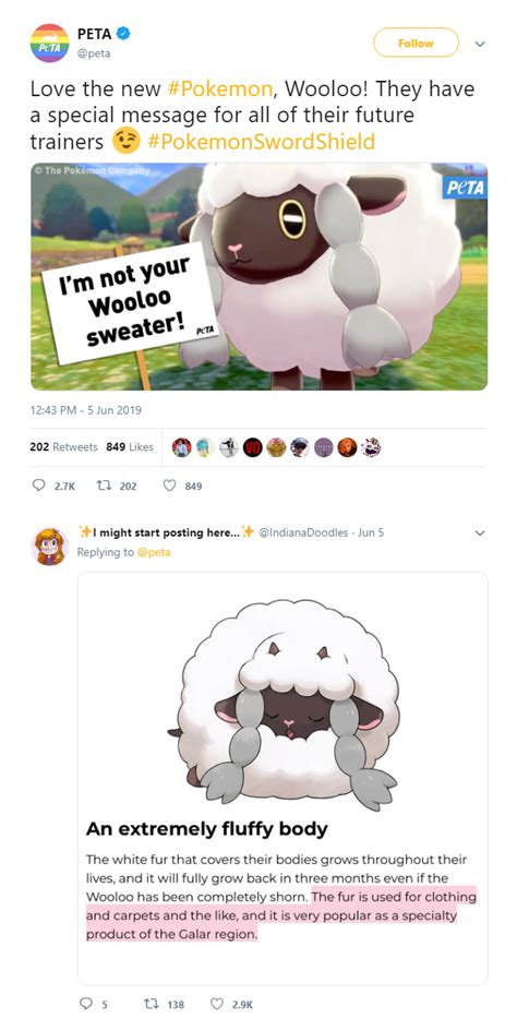 PETA poorly attempts to hop onto the Sword and Shield hype train | Wooloo | Know Your Meme