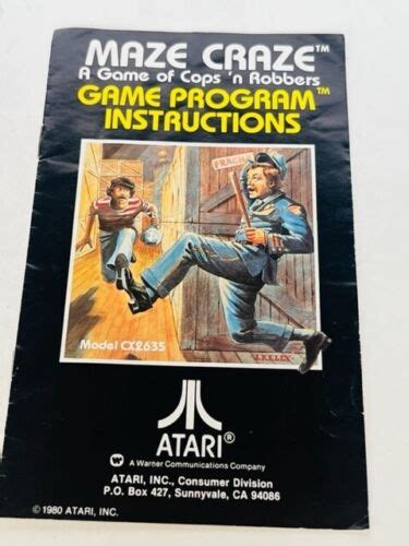 Maze Craze Atari 2600 Video Game Vtg Manual Instructions Arcade 1980