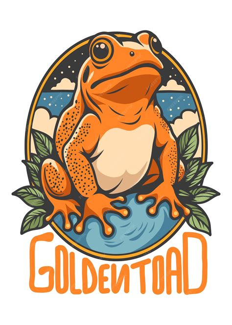 Premium Vector | Portrait illustration of a golden toad one of extinct animals in the world