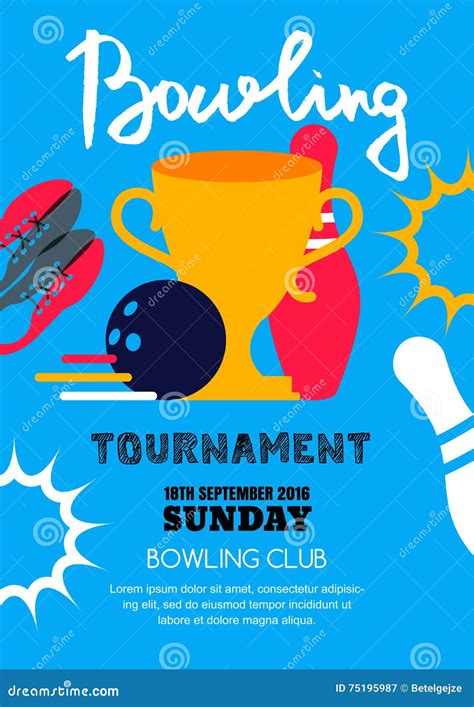 Vector Bowling Tournament Banner Poster Flyer Design Template Stock