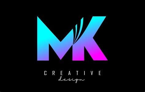 Creative Colorful Letters Mk M K Logo With Leading Lines And Road