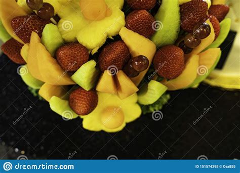 Edible Fruit Basket Arrangement with a Variety of Fruits Stock Photo ...