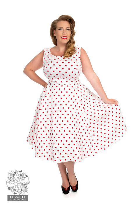 Cindy Polka Dot Swing Dress In White Hearts And Roses Australia