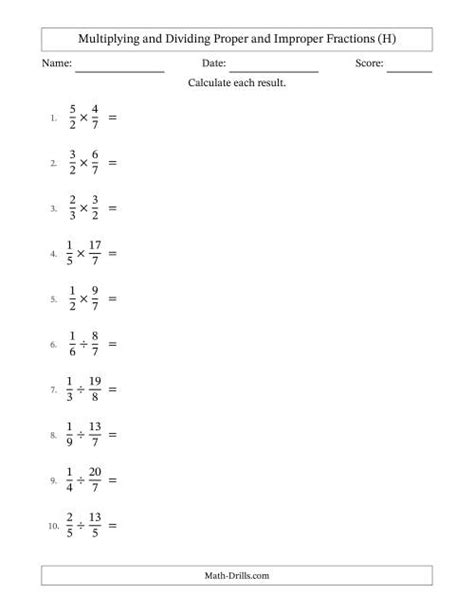 Multiplying And Dividing Proper And Improper Fractions With Some Simplifying H