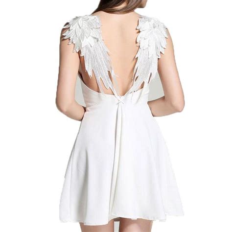 Sling Wings Solid Color Backless Dress Angel Wing Dress Lace