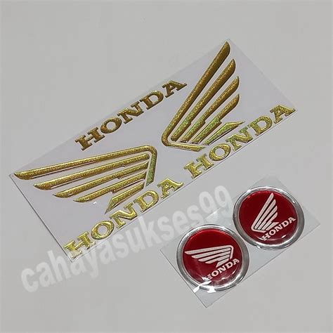 Sticker Timbul Sayap Honda Gold Emblem Motor Honda Stiker Helm Logo