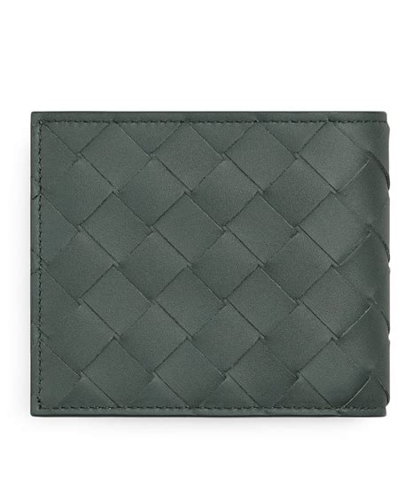 Mens Bottega Veneta Grey Leather Intrecciato Bifold Wallet Harrods Uk