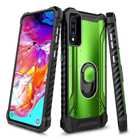 For Samsung Galaxy A70 A70s Case Aluminum Metal Built In Ring Stand Full Body Protective