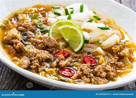 Yunnan Rice Noodle Soup On Wooden Table Stock Image Image Of Diet