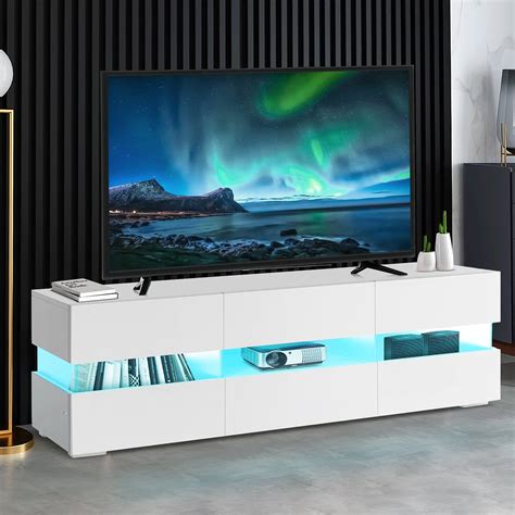 Hommpa Tv Stand For Tvs Up To 59 Wrgb Led Lights 2 Storage Cabinet