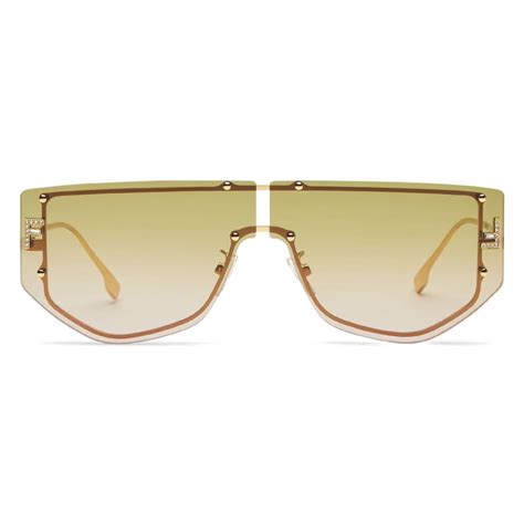 Fendi Fendi First Shield Sunglasses Gold Khaki Pink Gradient Sunglasses Fendi Eyewear