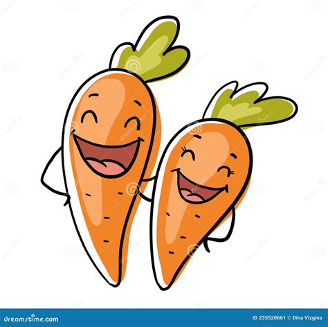 Cartoon Illustration Of Carrot Character With Various Cute Expression Happy Funny Set Of