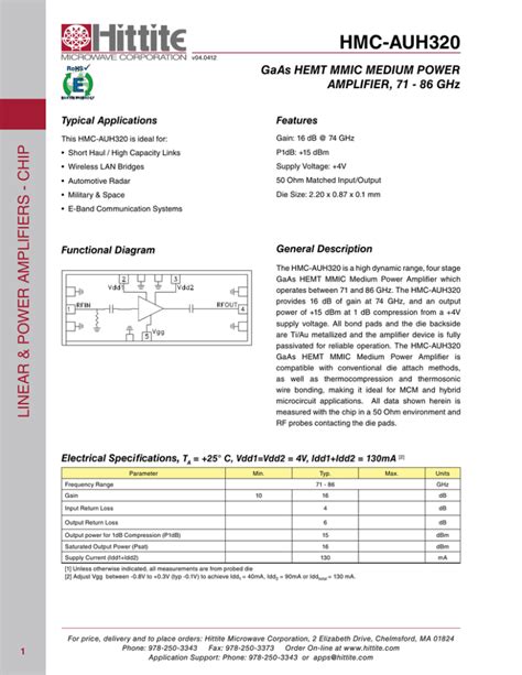 HMC AUH320 Hittite Microwave Corporation