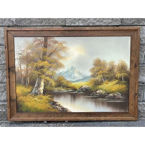 Phillip Cantrell Oil On Canvas Fall Scene Signed Mountain River Canvas