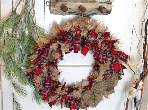 Tartan Hessian Christmas Wreath Handmade Christmas Wreath Shabby