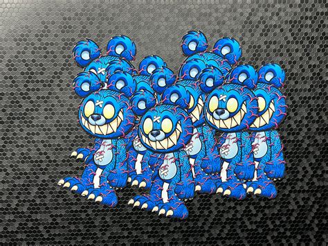 Scary Blue Teddy Bear With Red Veins Popping Out Sticker Extra