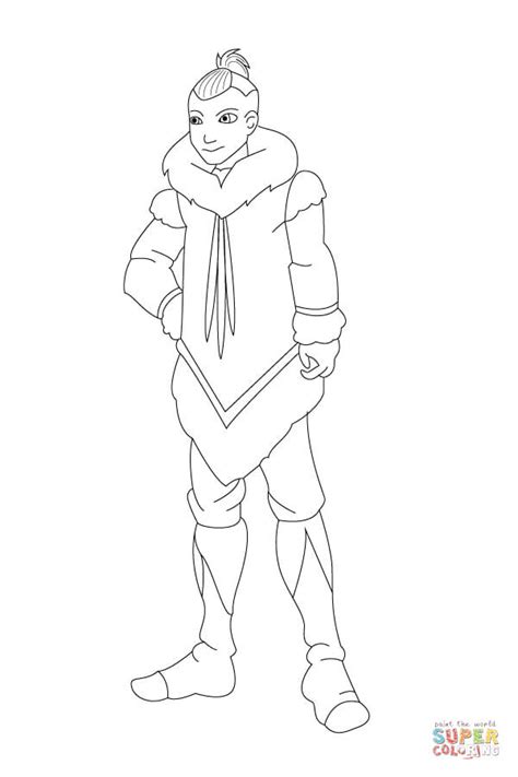 Sokka Is Wrapped Up Warm Coloring Page Free Printable Coloring Pages