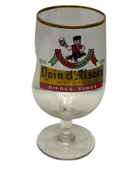 RARE ANCIEN VERRE A Bière Pied Nain D Alsace Saint Quentin 02 Pas Broc