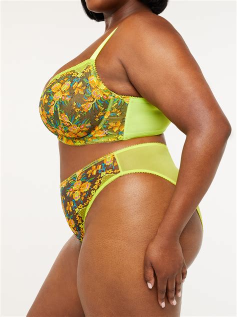 Sweetheart Lace High Leg Bikini In Green Multi Savage X Fenty Uk