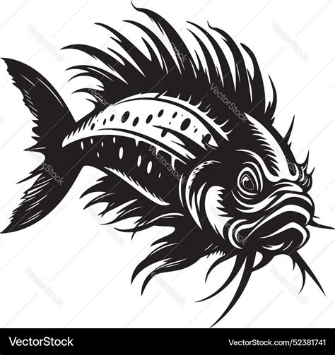 Diabolic Depths Evil Angular Creature Fish Logo Vector Image