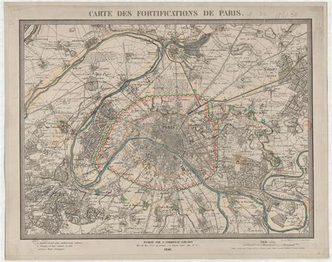 Carte des fortifications de Paris 1841 by Eugène Andriveau Goujon