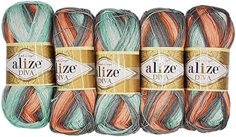 Alize 5 X 100 Gramm Diva Batik Wolle Mehrfarbig Mit Farbverlauf 500