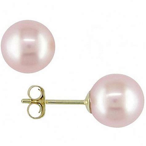 7.0-7.5mm Pink Akoya Cultured Pearl Stud Earrings in 14K Gold | Zales