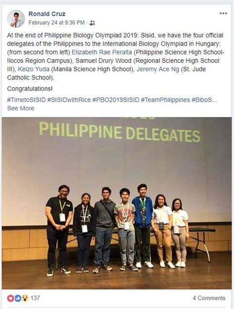 4 Ph Students To Compete In 2019 International Biology Olympiad