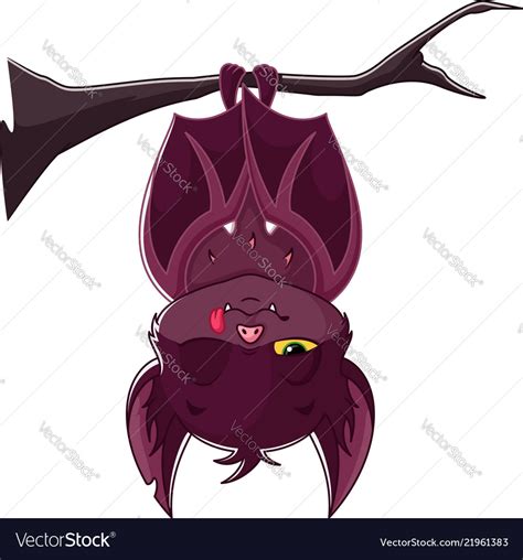 Cartoon Sleeping Bat On Branch Royalty Free Vector Image