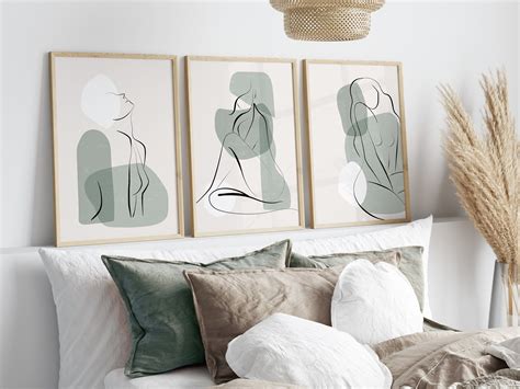 Sage Green Wall Prints Naked Line Art Bedroom Wall Art Nude Etsy UK Teal Wall Art Bedroom