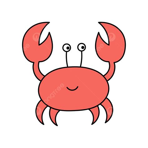 Cute Sea Crab In Doodle Style Children Whale Animal Png And Vector