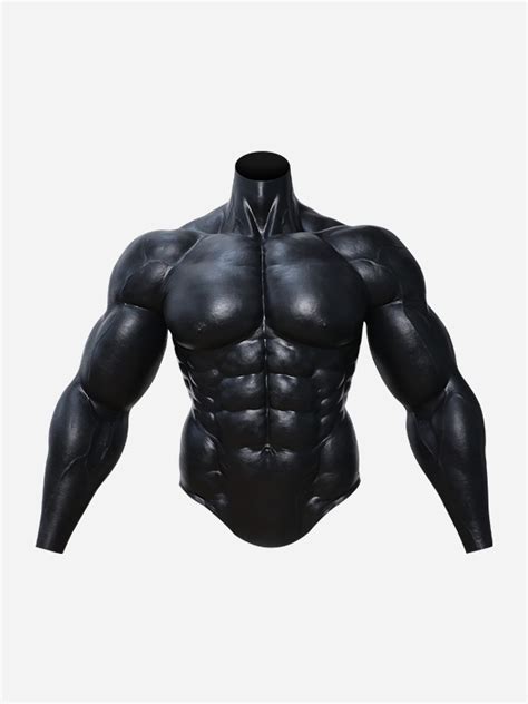 Black Upgraded Upper Body Muscle Suit With Arms Silicone Masks