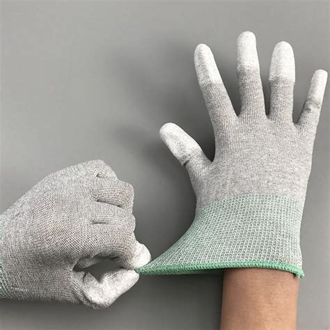 Cleanroom Top Fit PU Fingertips Coated Carbon Fiber Glove ESD