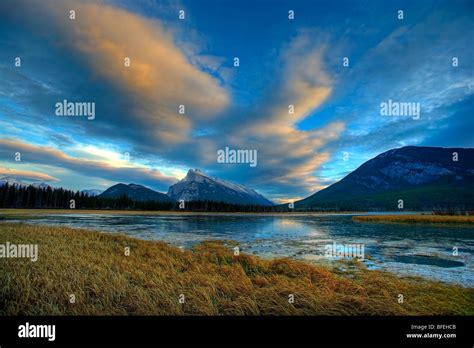 Sunset Clouds Over Mount Rundle And The Vermillion Lakes Banff