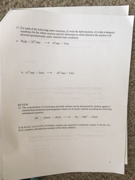 Solved For each of the following redox reactions, (i) write | Chegg.com 