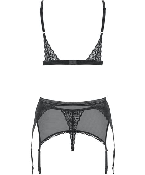 Obsessive Shibu Black Sheer Three Piece Lingerie Set SexyStyle Eu