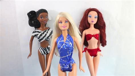 How To Make Swimwear And Bikini For Barbie Without Sewing Diy Clothes