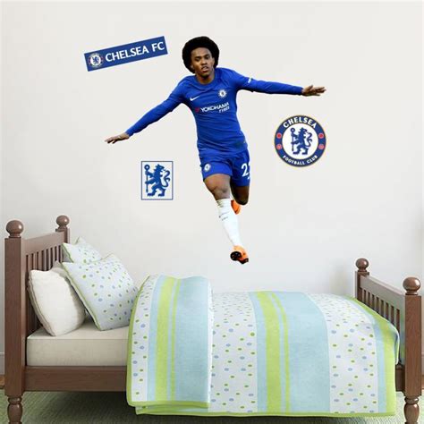 Chelsea Football Club Crest Willian Goal Celebration Player Mural Wall