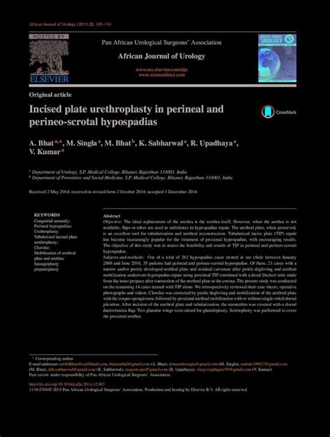 PDF Incised Plate Urethroplasty In Perineal And Perineo Scrotal