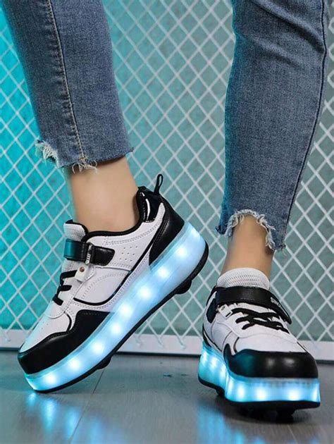 Chaussures de patins à roulettes pour enfants avec lumières LED