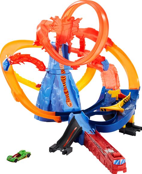 Customer Reviews Hot Wheels Volcano Escape Motorized Track Set Orange Blue Ftd Best Buy