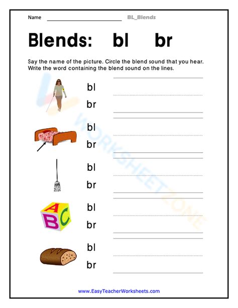 Blends Bl Br Worksheet