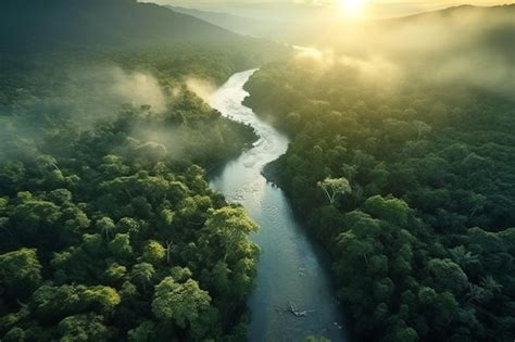 Premium AI Image | Aerial view of Amazon Rainforest jungle with AI ...