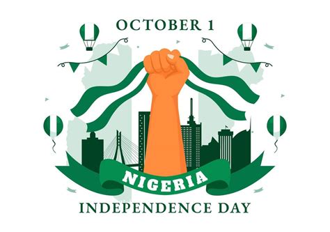 October 1st Nigeria Independence Day With National Flag And Brave