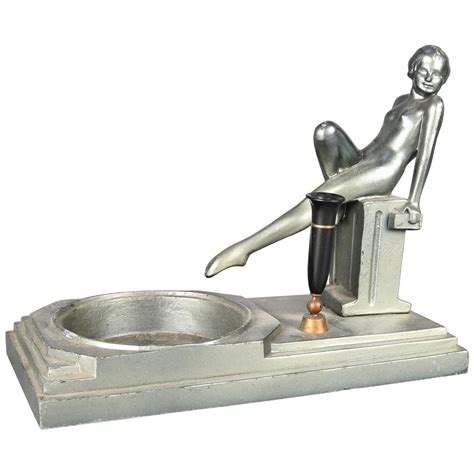 Antique Art Deco Frankart Figural Desk Tray With Seated Nude Female Circa For Sale At StDibs