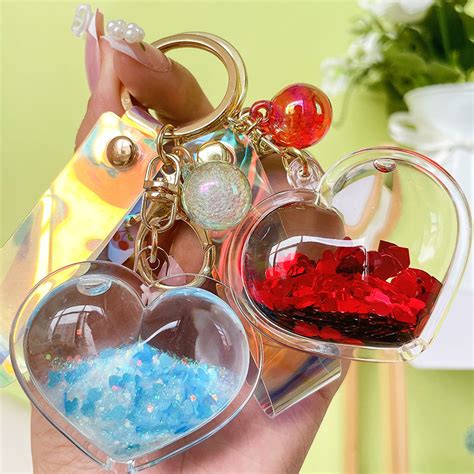 Wholesale Acrylic Oiled Love Quicksand Creative Key Chain