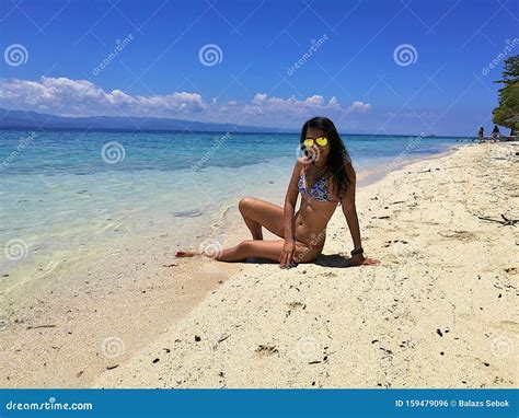 Beautiful And Thai Brunette Tanned Girl In Bikini In The Philippines Stock Photo Image Of