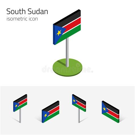 South Sudan Flag Vector Set Of D Isometric Icons Stock Vector